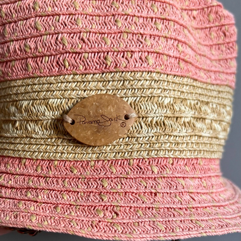 PANAMA JACK Vintage Woven Safari Straw Fedora Pinched Crown Unisex Beach Sun Hat - Picture 3 of 8